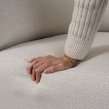 Fjord Sofa 3-seater with soft rounded edges and Scandinavian design in neutral fabric indoors