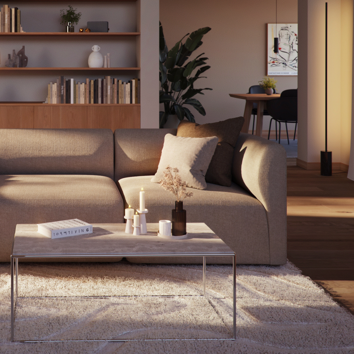 Fjord Sofa corner section right with soft rounded edges and calm Scandinavian design in a neutral indoor setting