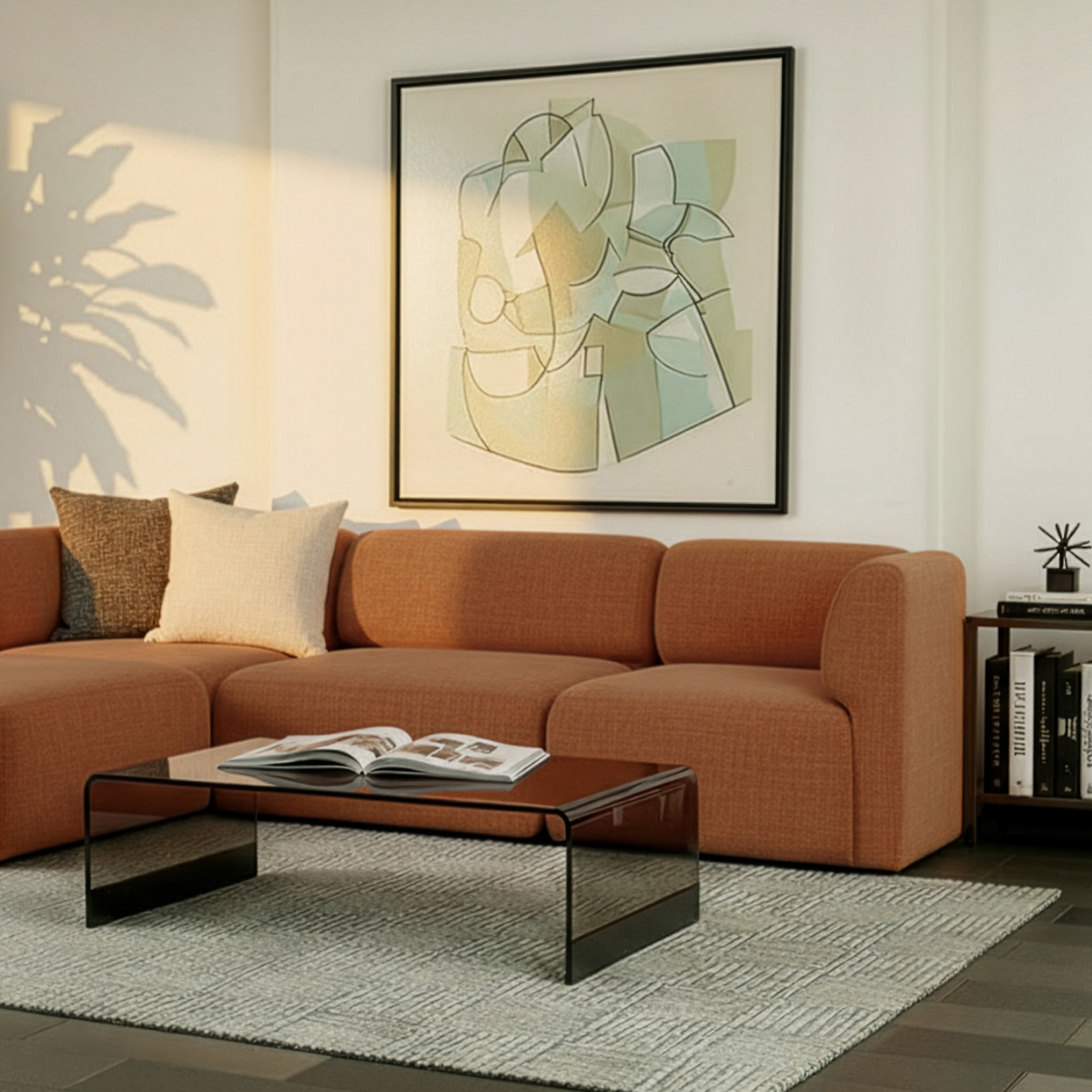 Cosmo Terracotta Fjord Sofa corner sofa with soft rounded edges and Scandinavian design in a living room setting