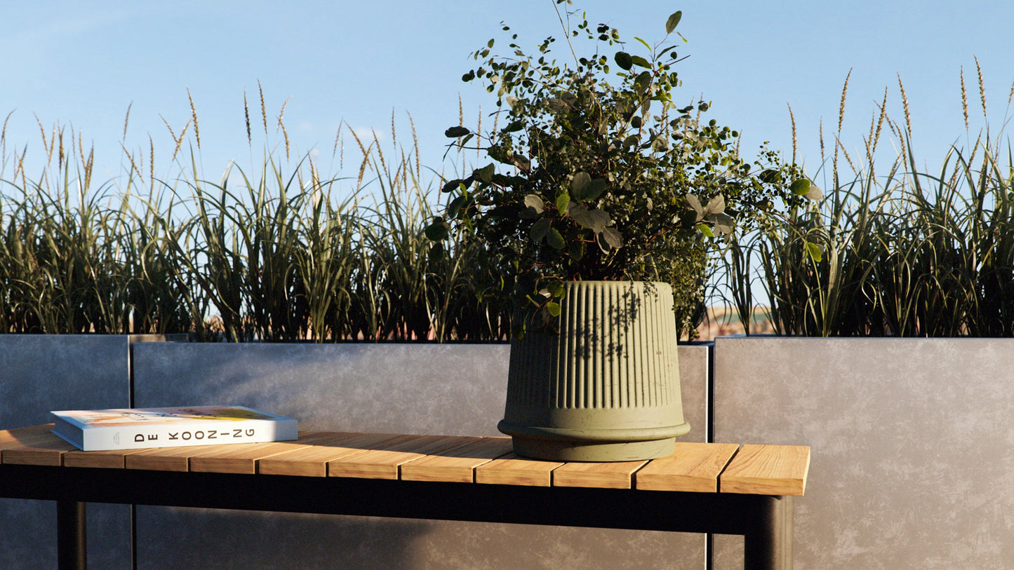 Gaia 23 - Outdoor ceramic planter with a classic, fluted design - Ø26