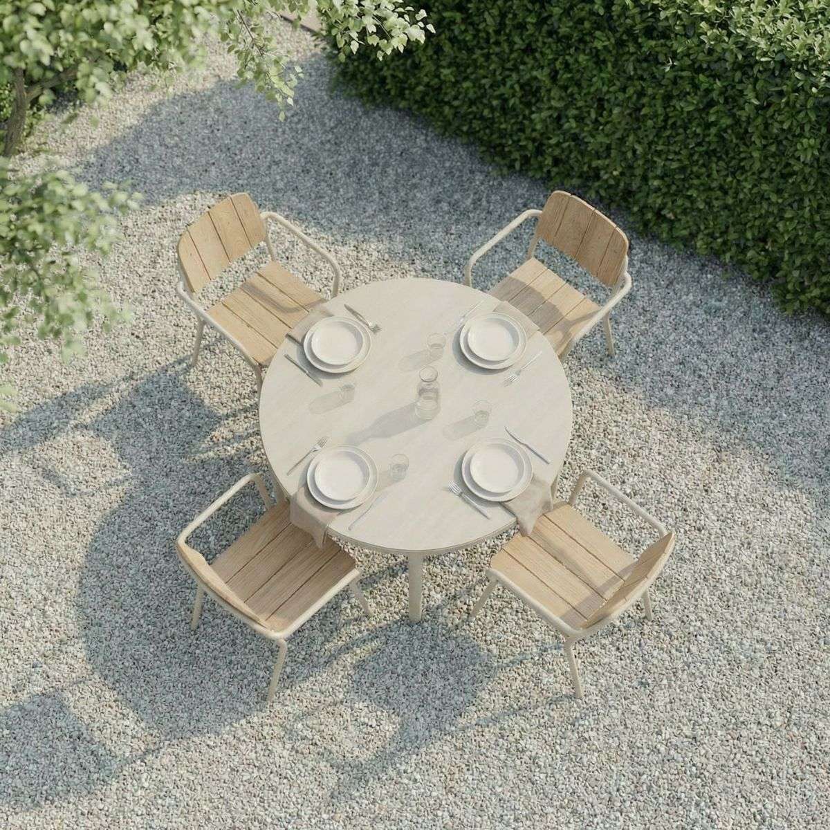 Kirra Dining Table Ø110 Ceramic & 4 Kirra Patio Chair