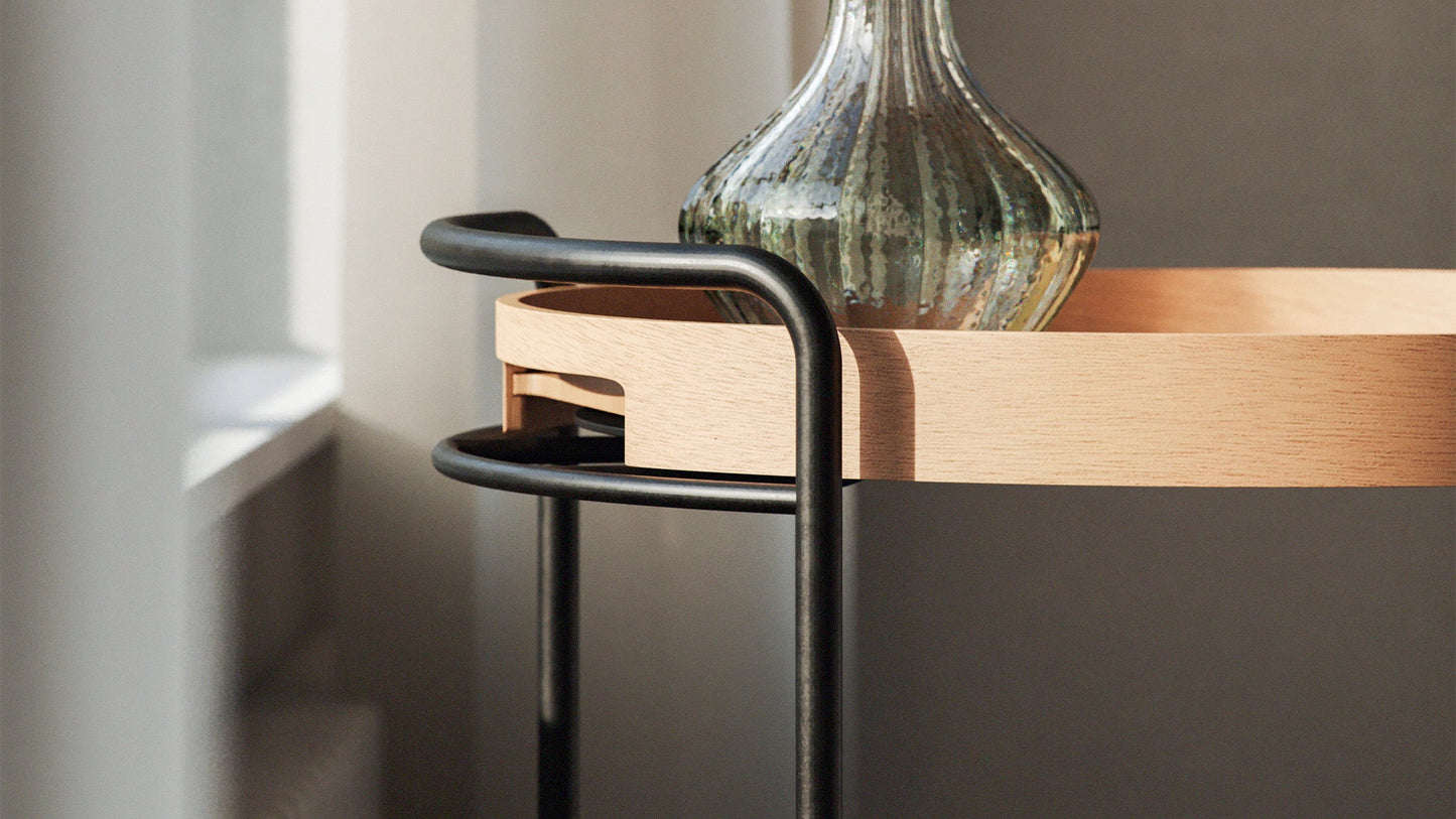 Serving Table w/ Nordic Serving Tray - Indoor tray table with serving tray