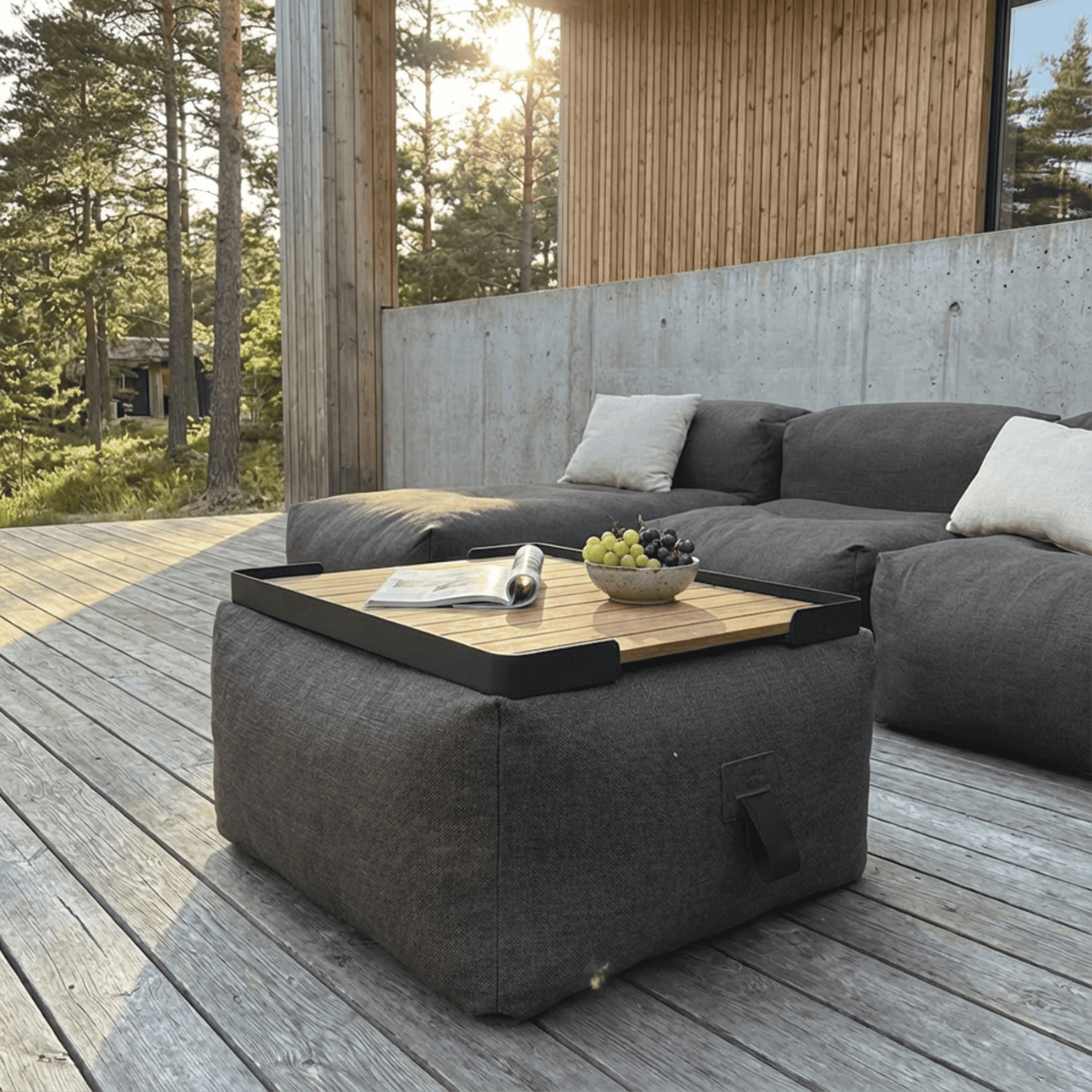 Patio Pouf Tray - Rectangular serving tray for indoor and outdoor use