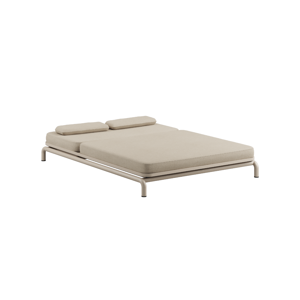 Sand-colored water-repellent polyester cover tailored for Kirra Double Sunbed outdoors.