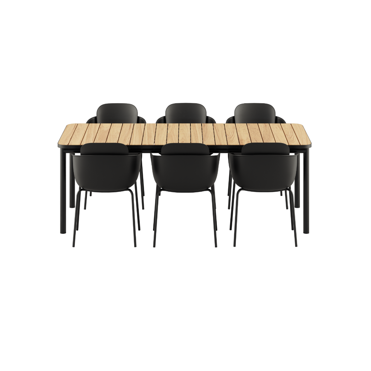 Kirra Dining Table with olive and noir Patio Chair no. One S2 set in outdoor setting