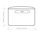 Round SACKit Pouf Indoor in soft fabric with non-slip bottom and side handle, ideal for footrest or small table use.