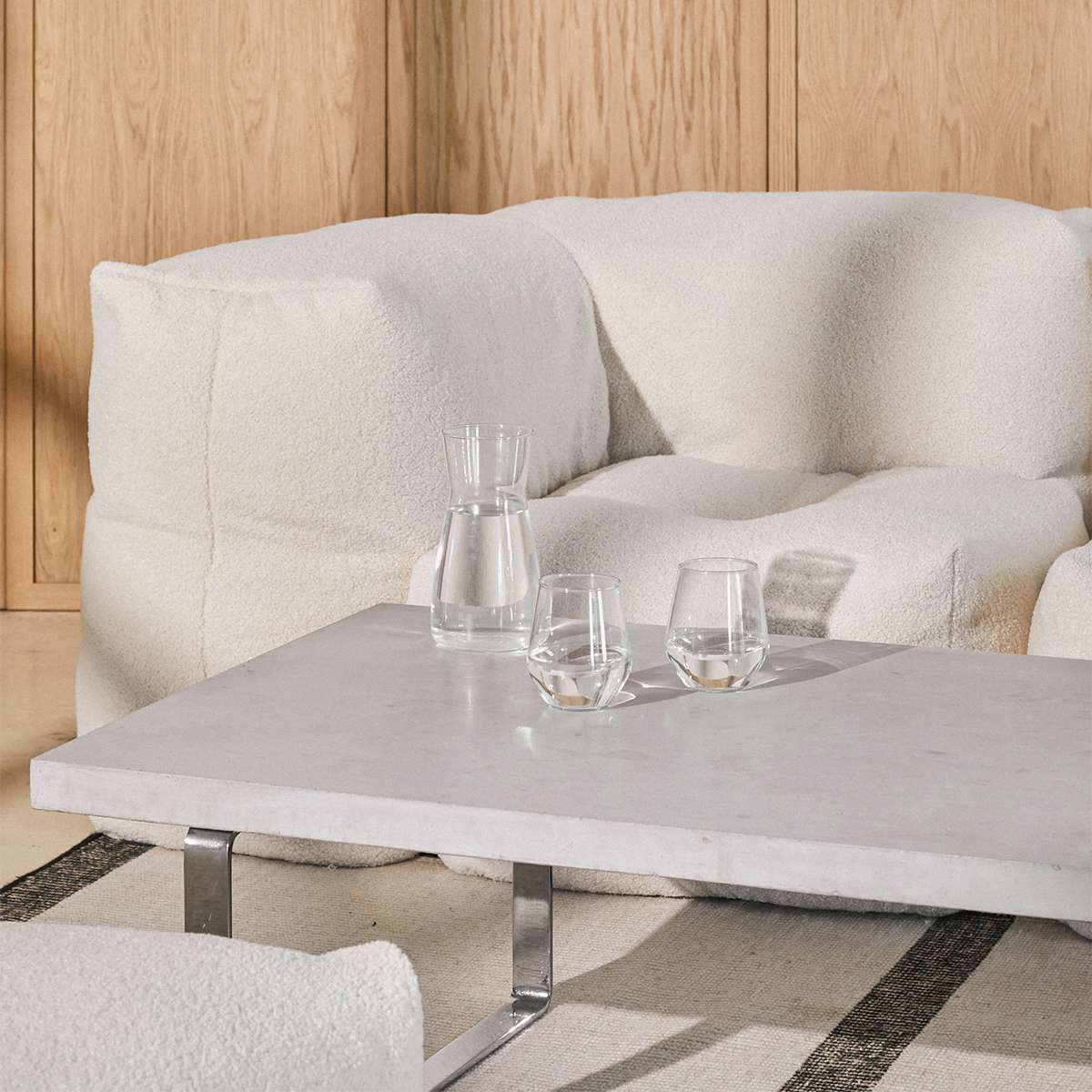 Soft Sofa Indoor corner sofa in beige corduroy fabric with soft, modular design