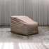 Sand colored water repellent cover fitted over a Soft Sofa outdoor seat for protection from wind and weather by sackit