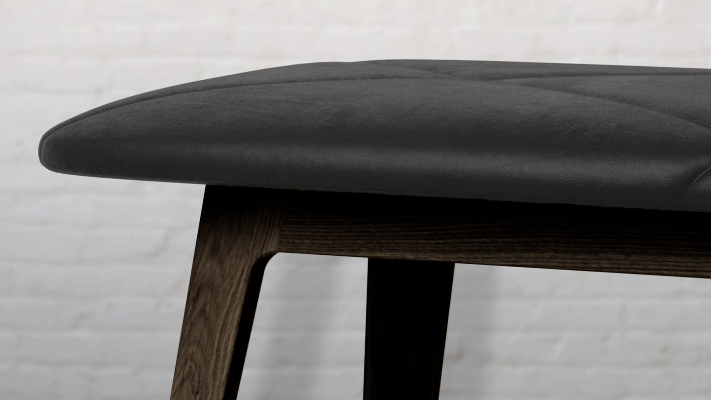 Nordic Bench - Dark Stained Oak - Bench with a leather seat and stained oak legs