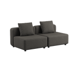 Kirra Olive Cobana Lounge Sofa 2-seater with armrest and pouf, outdoor aluminum frame with cushions