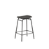 Frame Bar Stool with powder-coated steel frame and leather seat in a minimalist design without backrest.