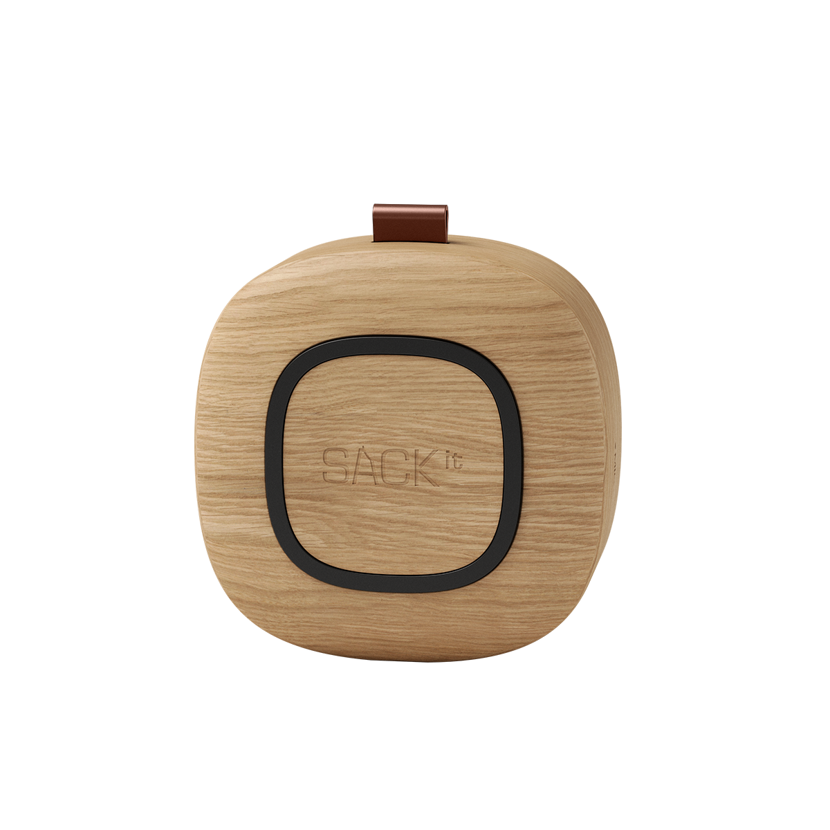 Compact Go Wood speaker with smoked oak wooden frame and Fiord textile from KVADRAT on front panel