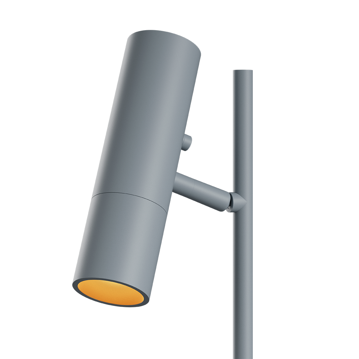 Grey Expo Floor lamp with aluminum body and polished marble base on white background