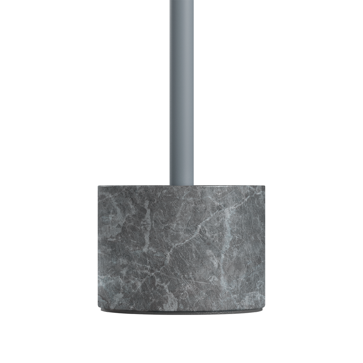 Grey Expo Table lamp with aluminum body and polished marble base on white background
