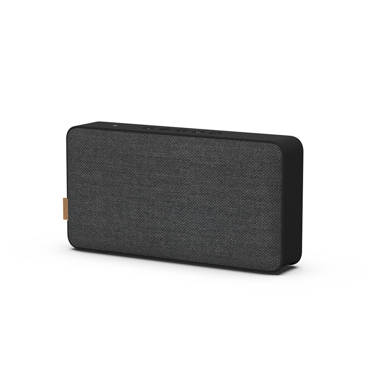 Move 150 Bluetooth speaker in steel color with Fiord fabric front panel and leather details.