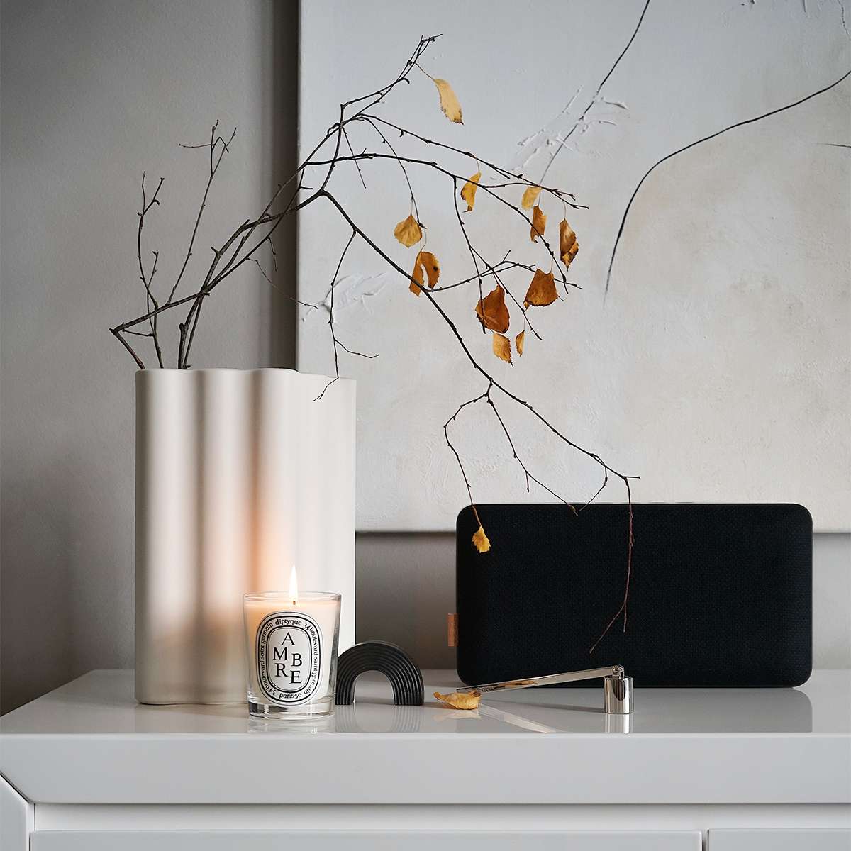 Black Move 150 Bluetooth speaker with Fiord fabric and leather details on a white background