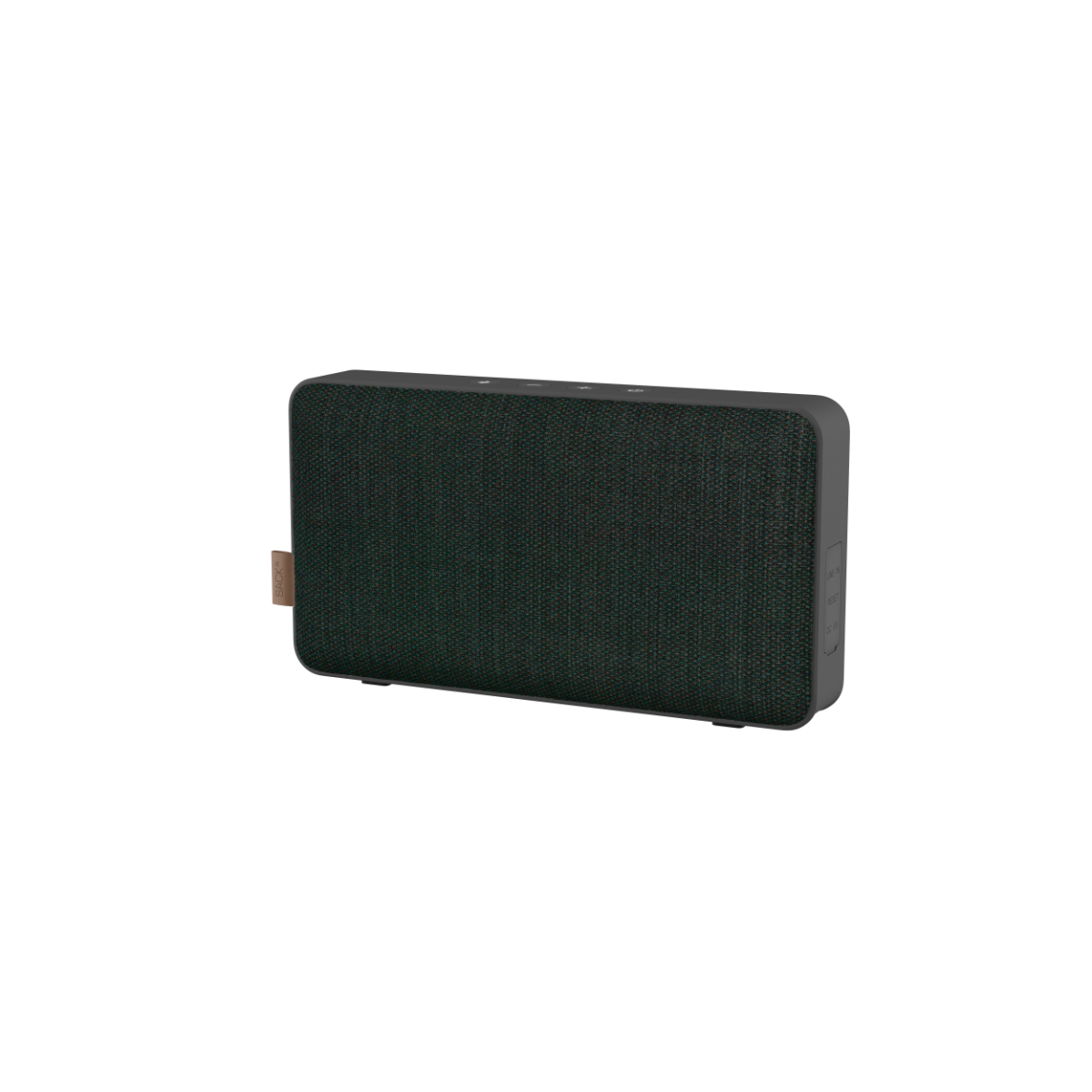 Move 50 Care portable speaker in forest green with biodegradable frame and silicone buttons