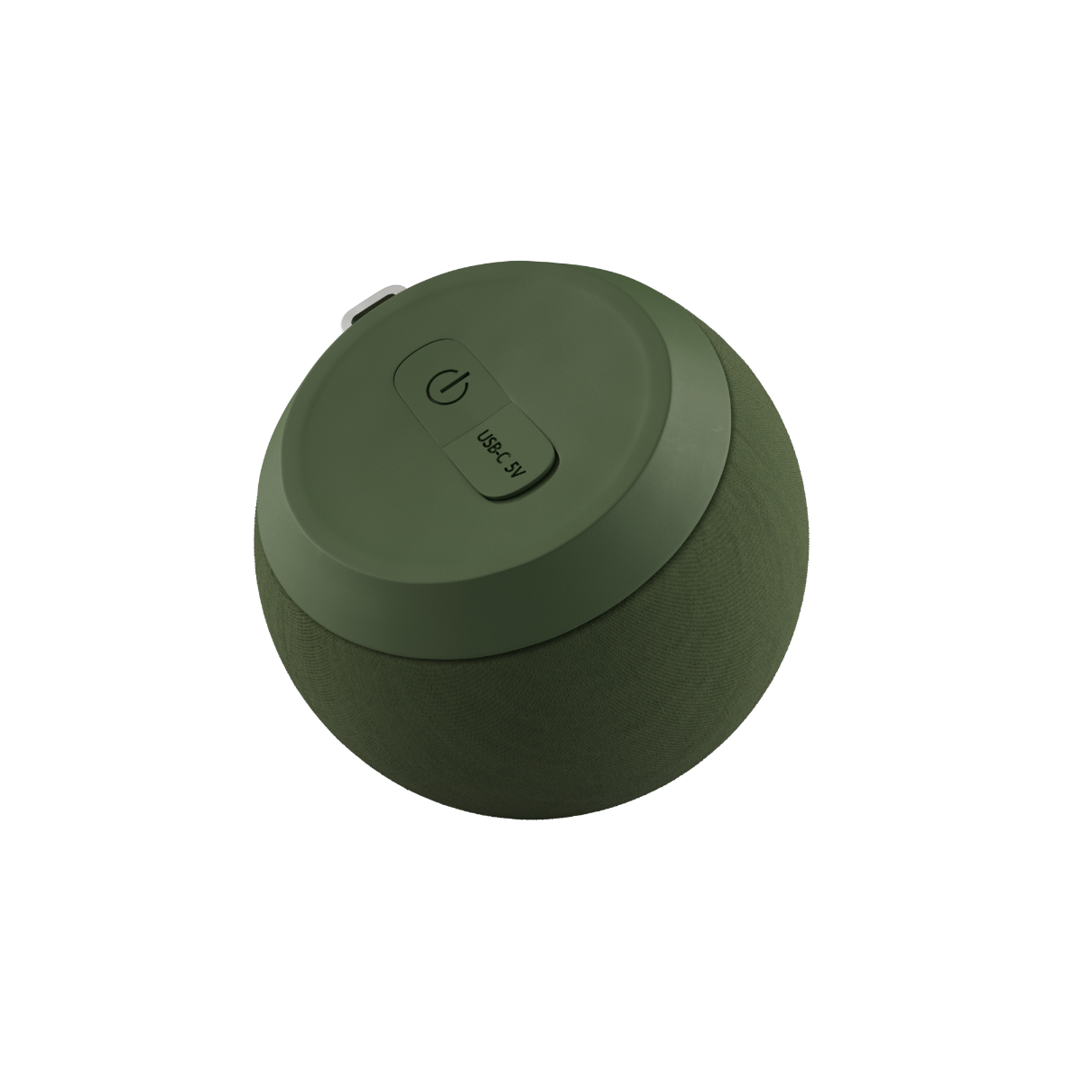 Compact olive Play Mini Bluetooth speaker with durable polyester textile and silicone buttons