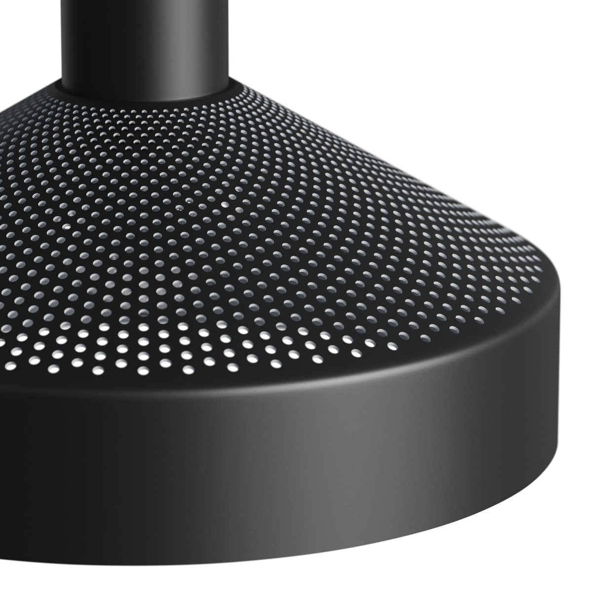 Black Dawn Pendant Ø25 with perforated top and white inner shade hanging on black wire