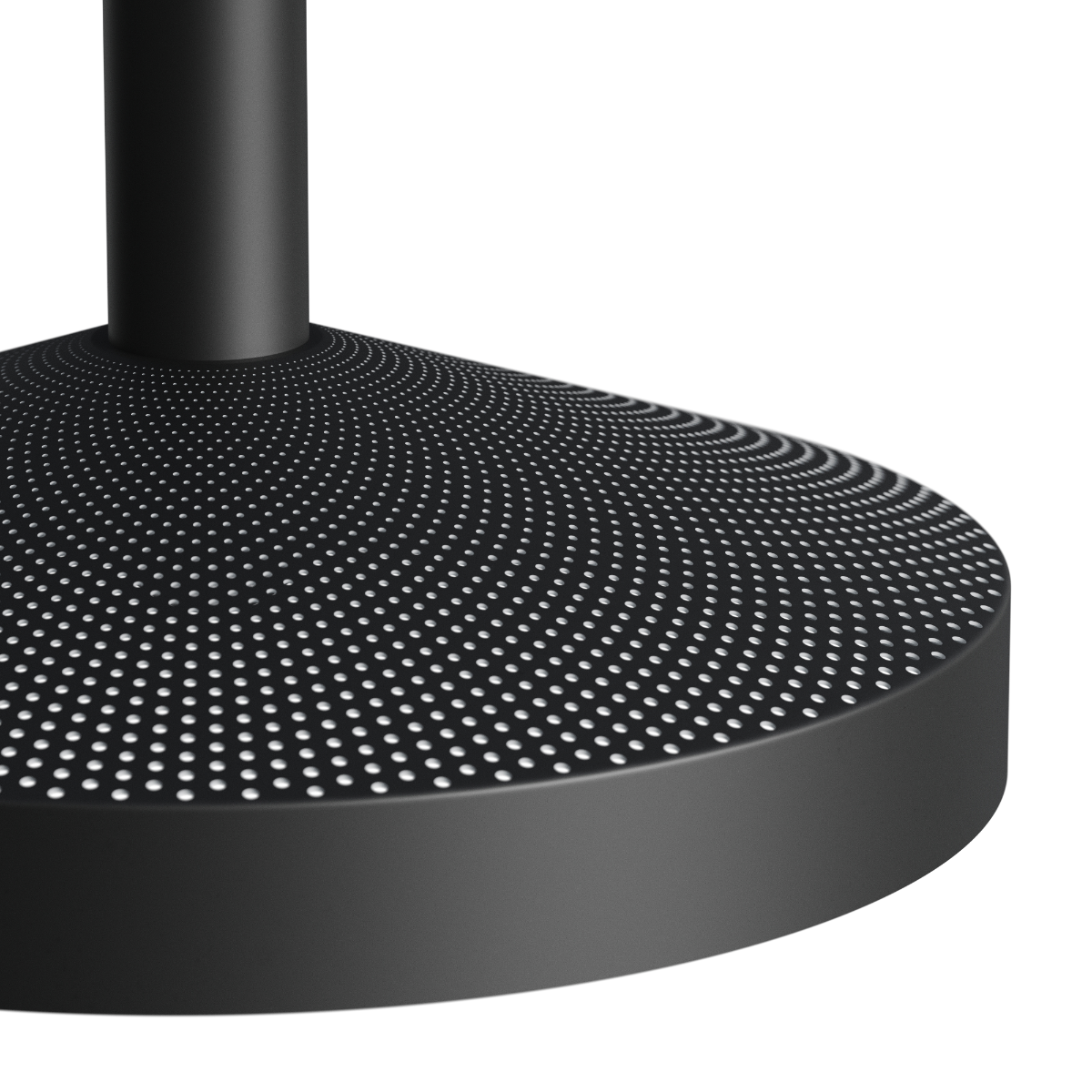 Black Dawn Pendant Ø40 with laser-cut perforations and white inner shade hanging against white background