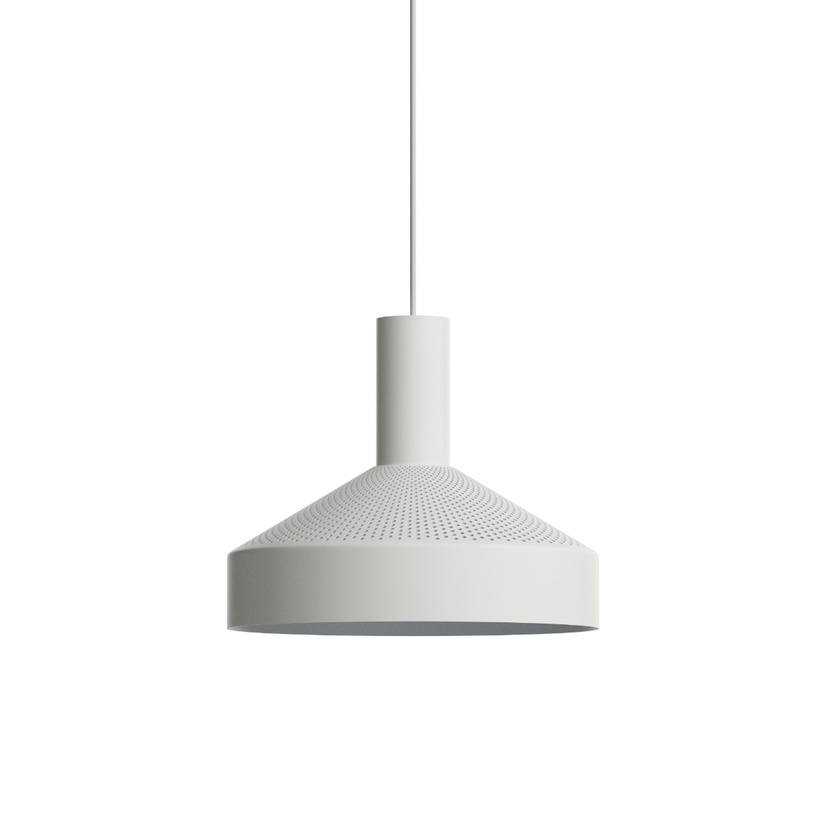 White Dawn Pendant Ø25 with laser-cut perforation and kinked edge for indoor lighting