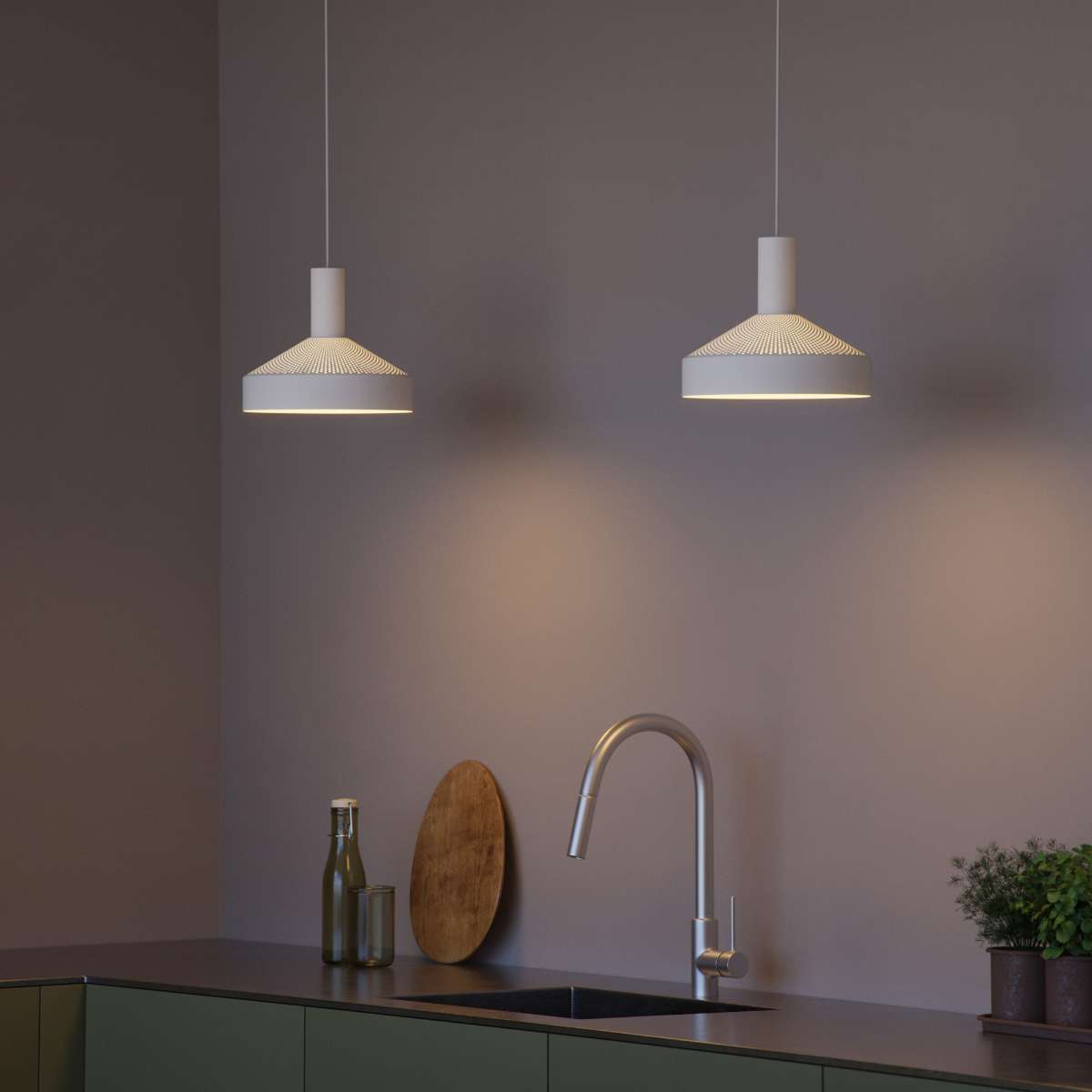 Dawn Pendant Ø25 in White by sackit styled indoors in natural light