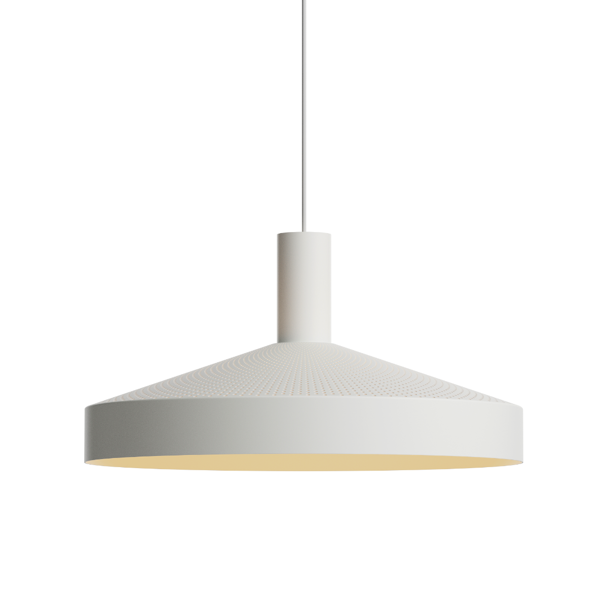 White Dawn Pendant Ø40 with perforated top and kinked edge for directed indoor lighting