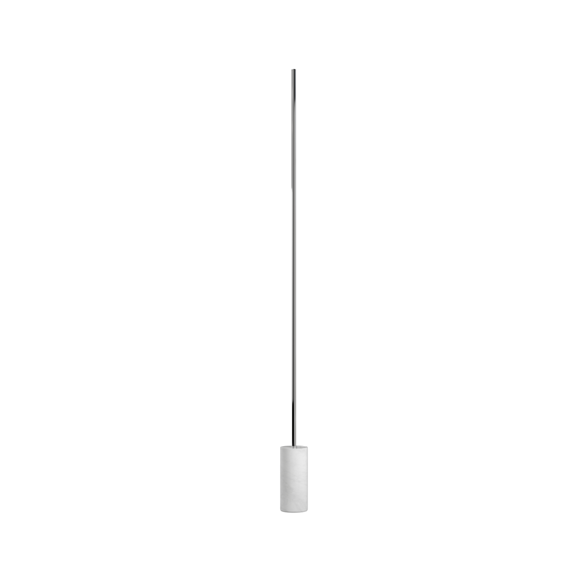 Sleek SACKit Expo 185 floor lamp with polished aluminum profile and marble base with vertical frosted LED strip