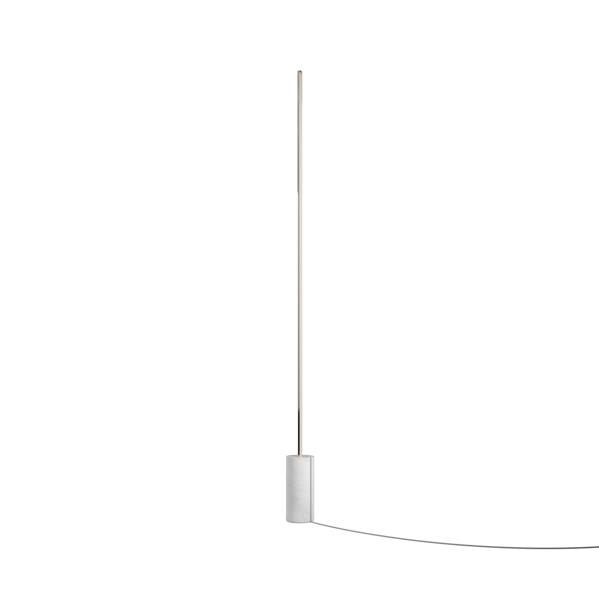 SACKit Expo 185 floor lamp with polished aluminum profile and marble base with vertical frosted LED strip