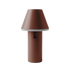 Brown Cone cordless table lamp by sackit with a powder coated aluminium body and softly diffusing shade for indoor and outdoor use