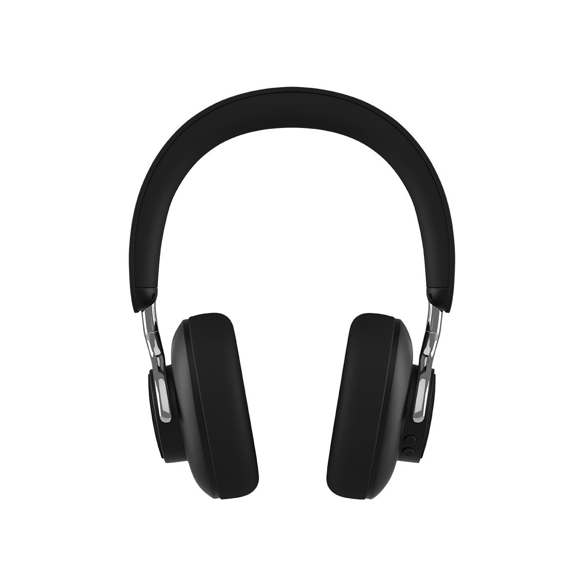 Black Touch 310 over-ear headphones with PU leather and polyester textile, USB-C charging port visible.