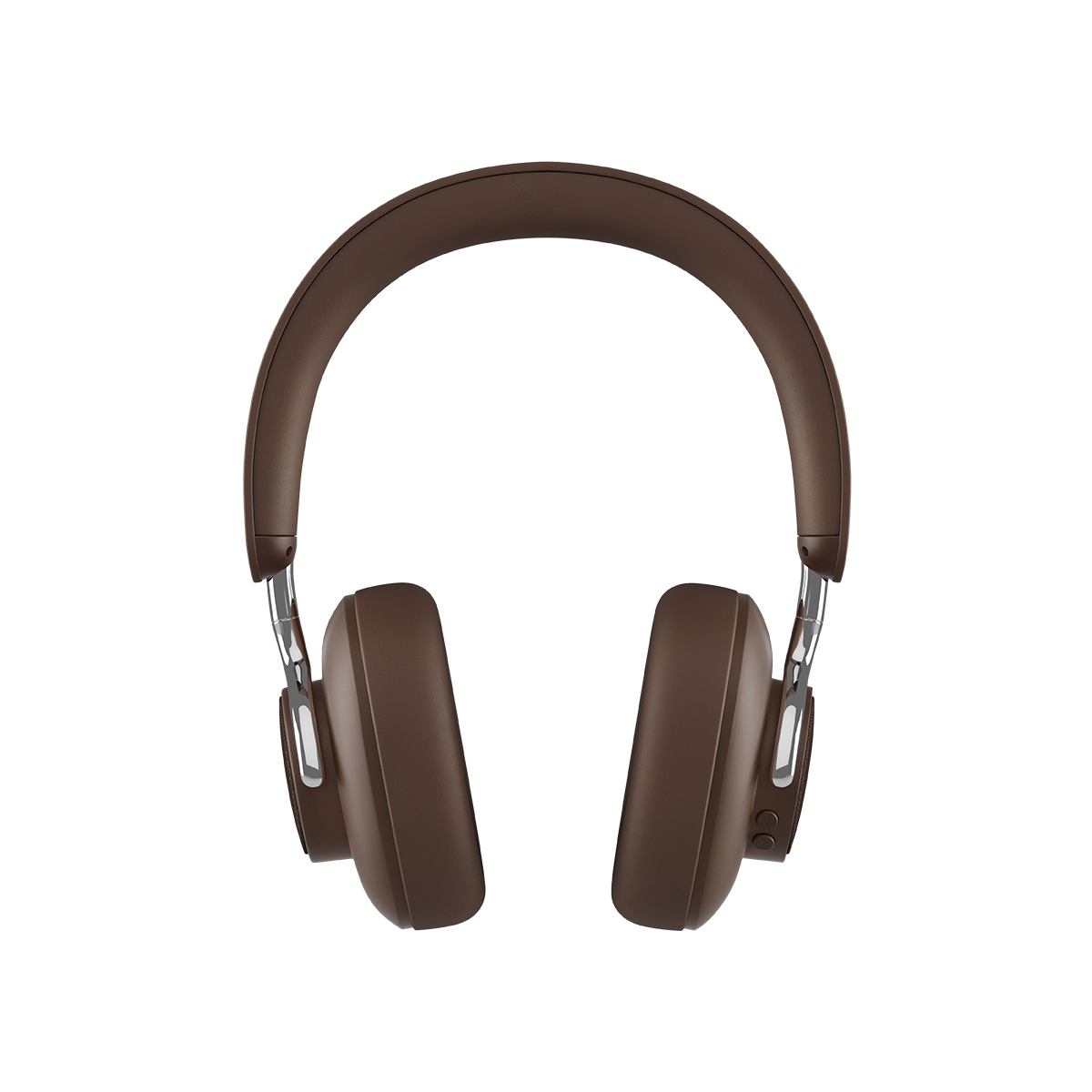 Brown over-ear Touch 310 headphones with PU leather and aluminum details on a white background.