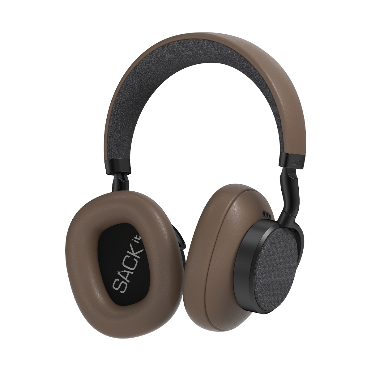 Brown Touch 400 headphones with PU-leather and fabric earcups on a white background