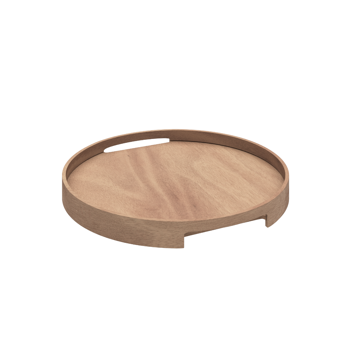 Round Nordic Serving Tray in natural oak with subtle handles and a raised rim, made of FSC-certified oak veneer.