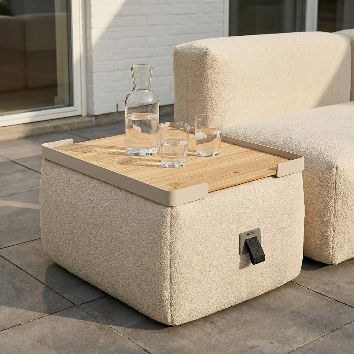 Patio Pouf Tray - Rectangular serving tray for indoor and outdoor use