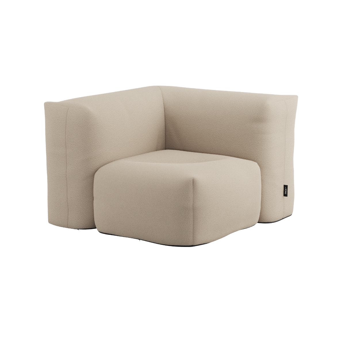 Soft Sofa Outdoor corner sofa in light beige Kirra Sand fabric with soft cushions and rounded shape