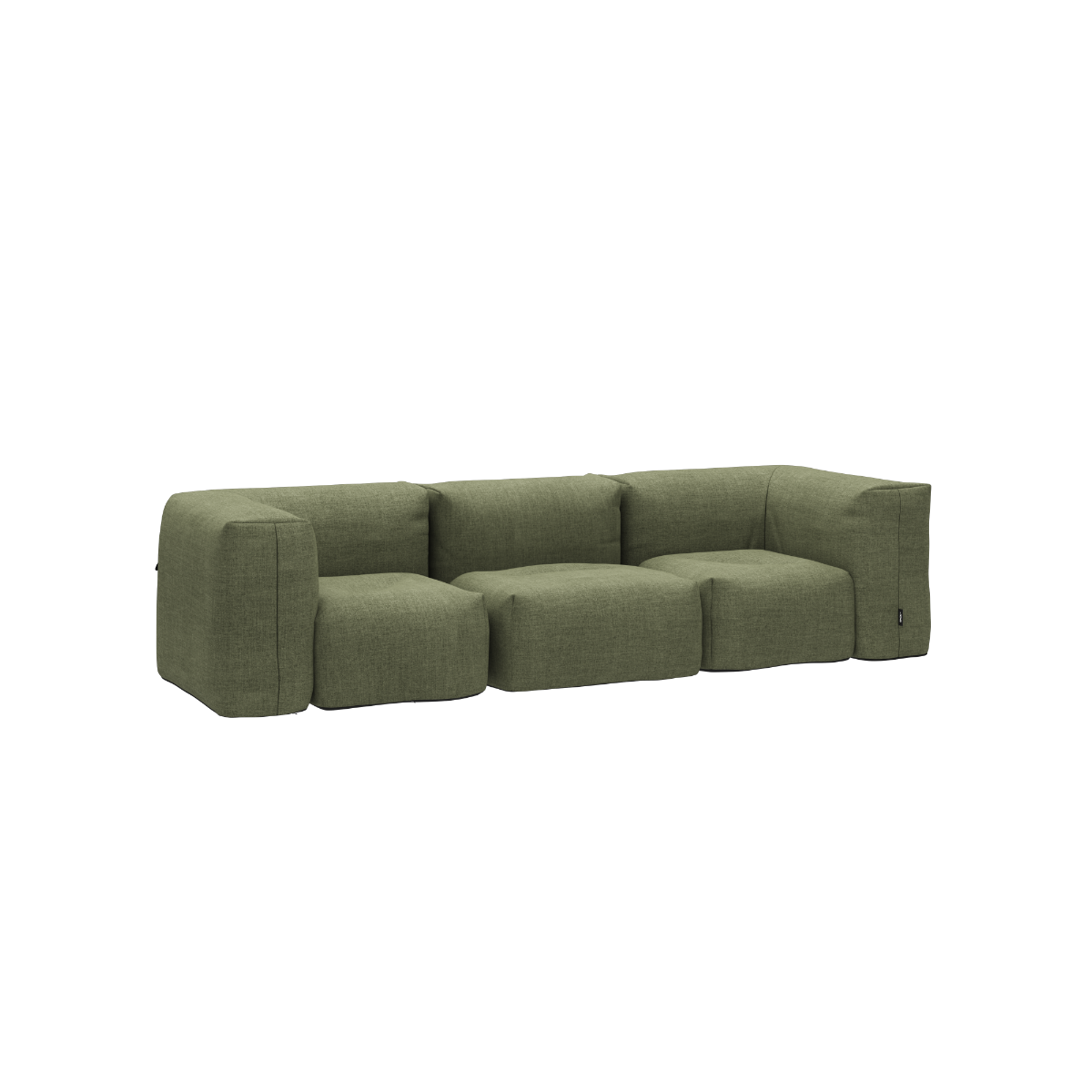 Soft Sofa Outdoor 3-seater in Kirra Olive fabric with soft, frame-free design for outdoor use