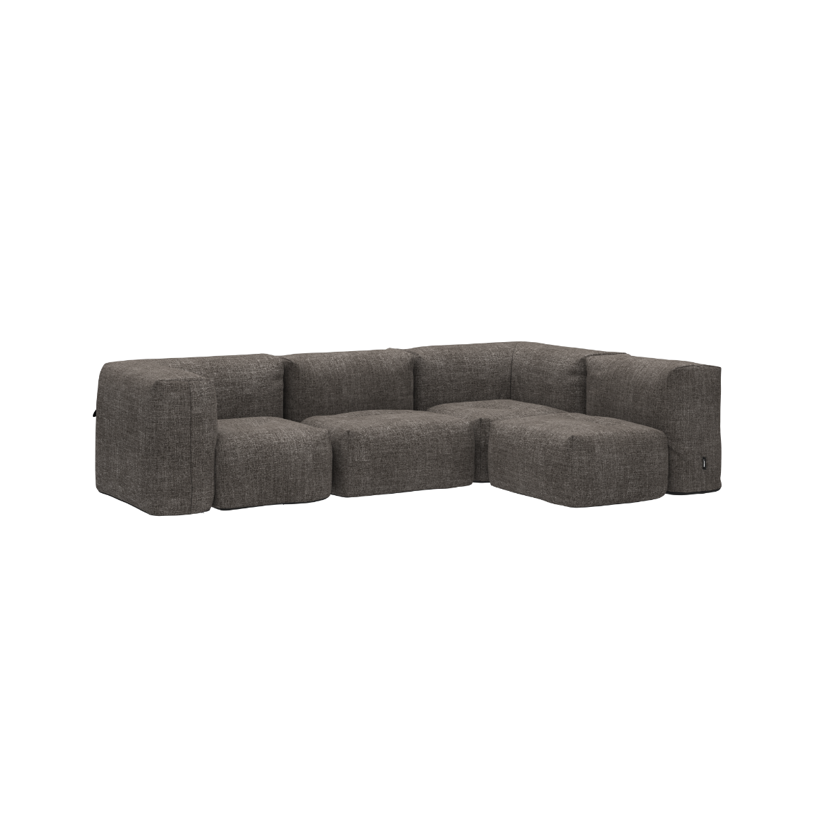 Soft Sofa Outdoor 4 seater corner sofa in Kirra Noir fabric with soft cushions and low backrest