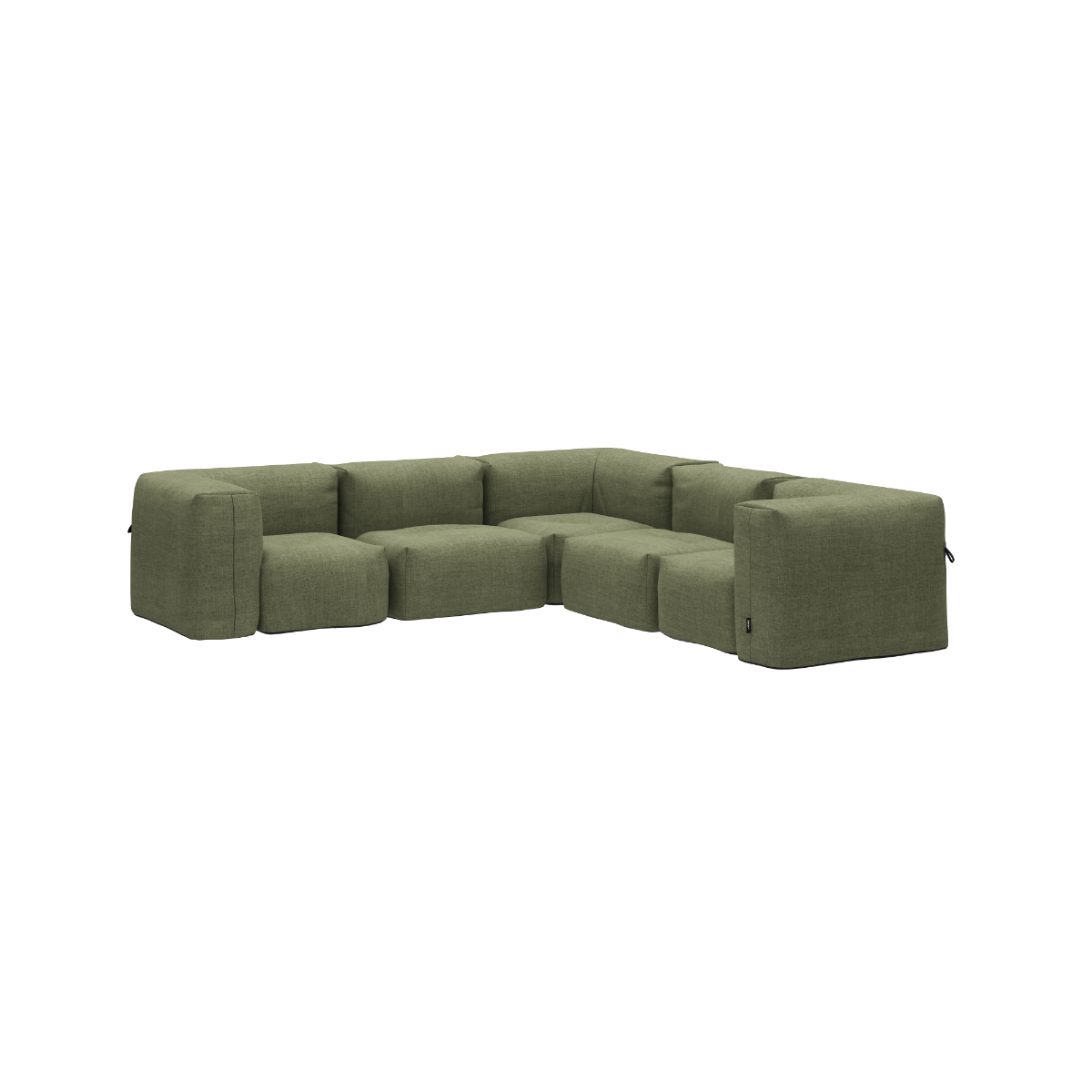 Soft Sofa Outdoor 5 seater corner sofa in Kirra Olive color with soft cushions and rounded shape