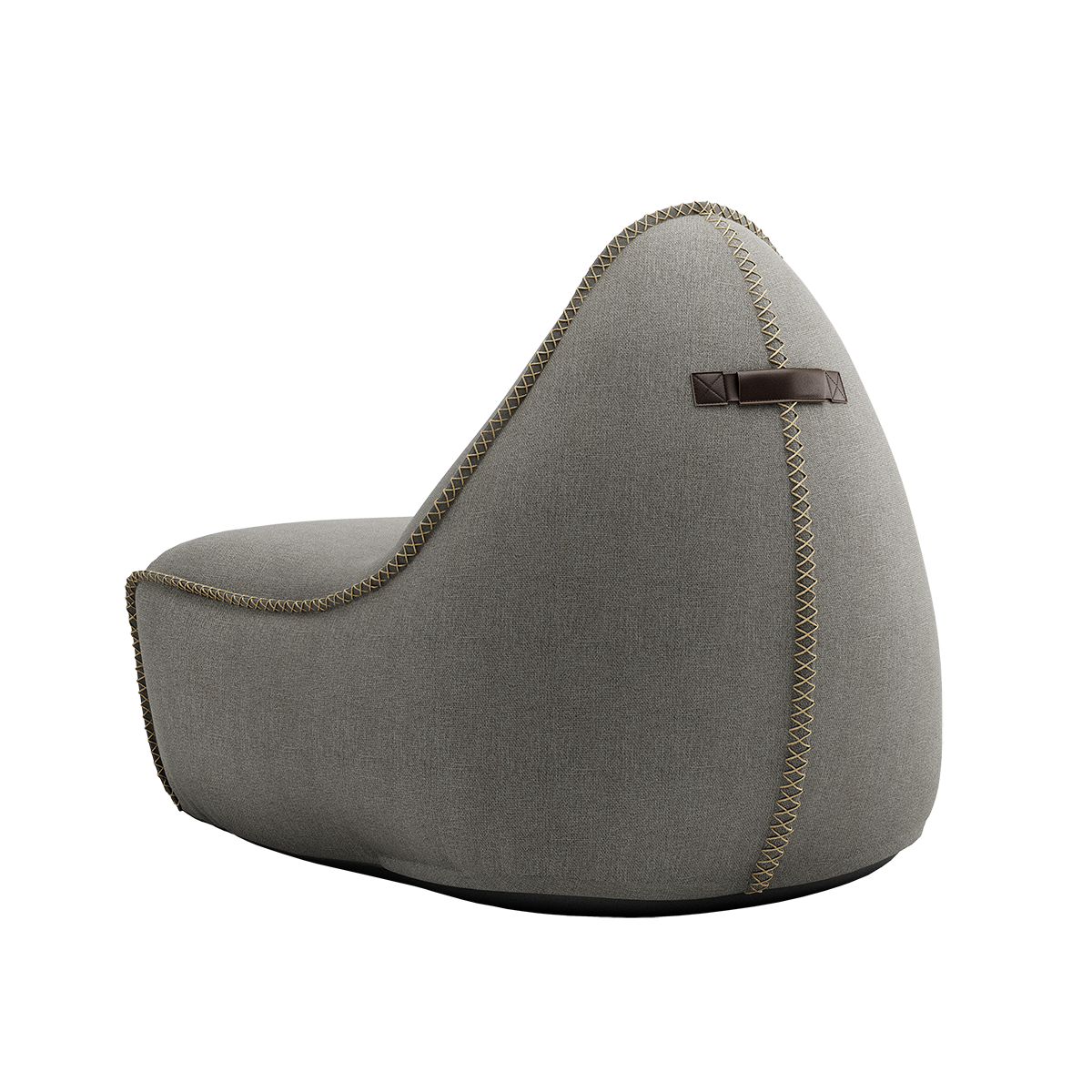 Medley Lounge Chair in Medley Grey fabric with soft, rounded shape and backrest.