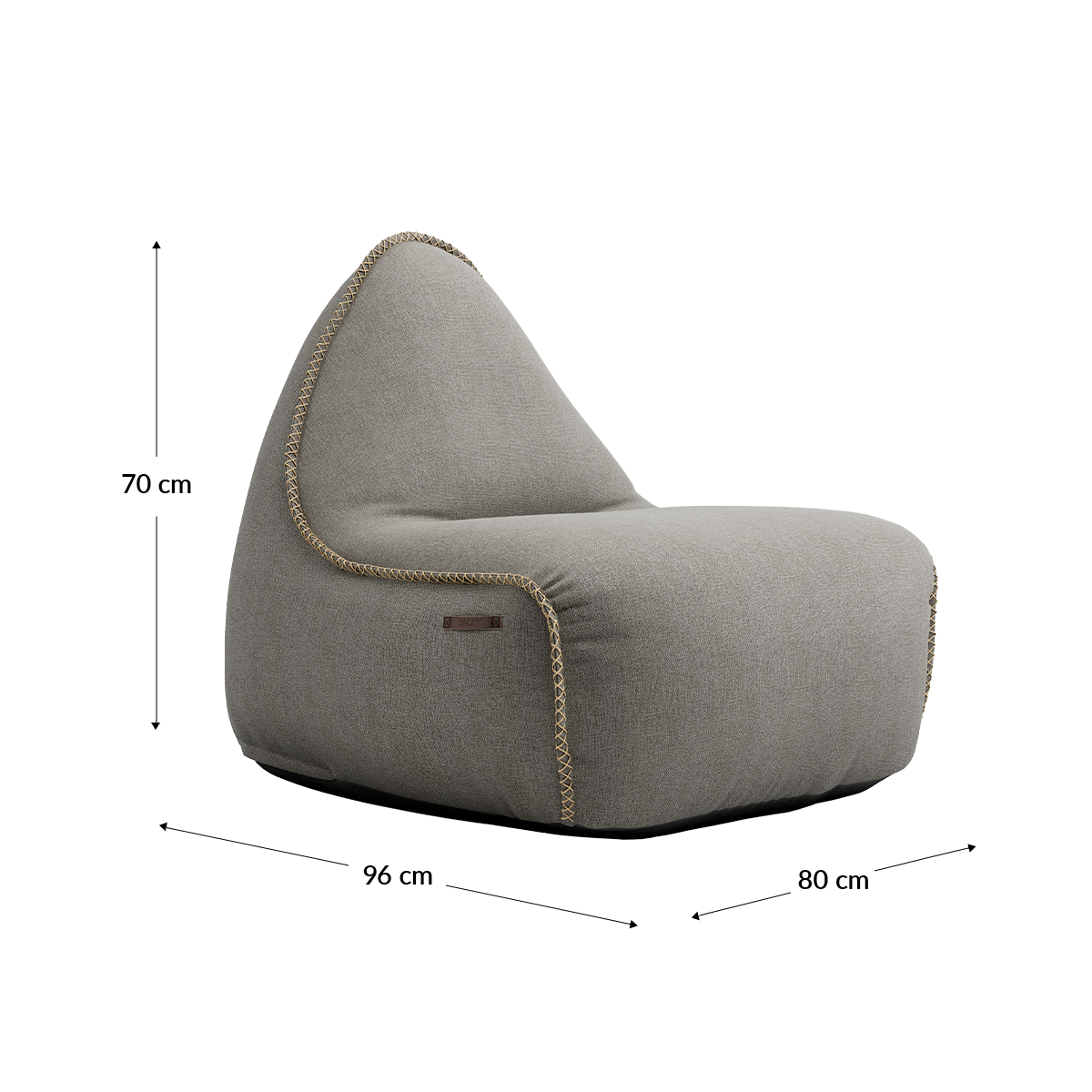 Medley Lounge Chair in Medley Grey fabric with soft, rounded shape and backrest.