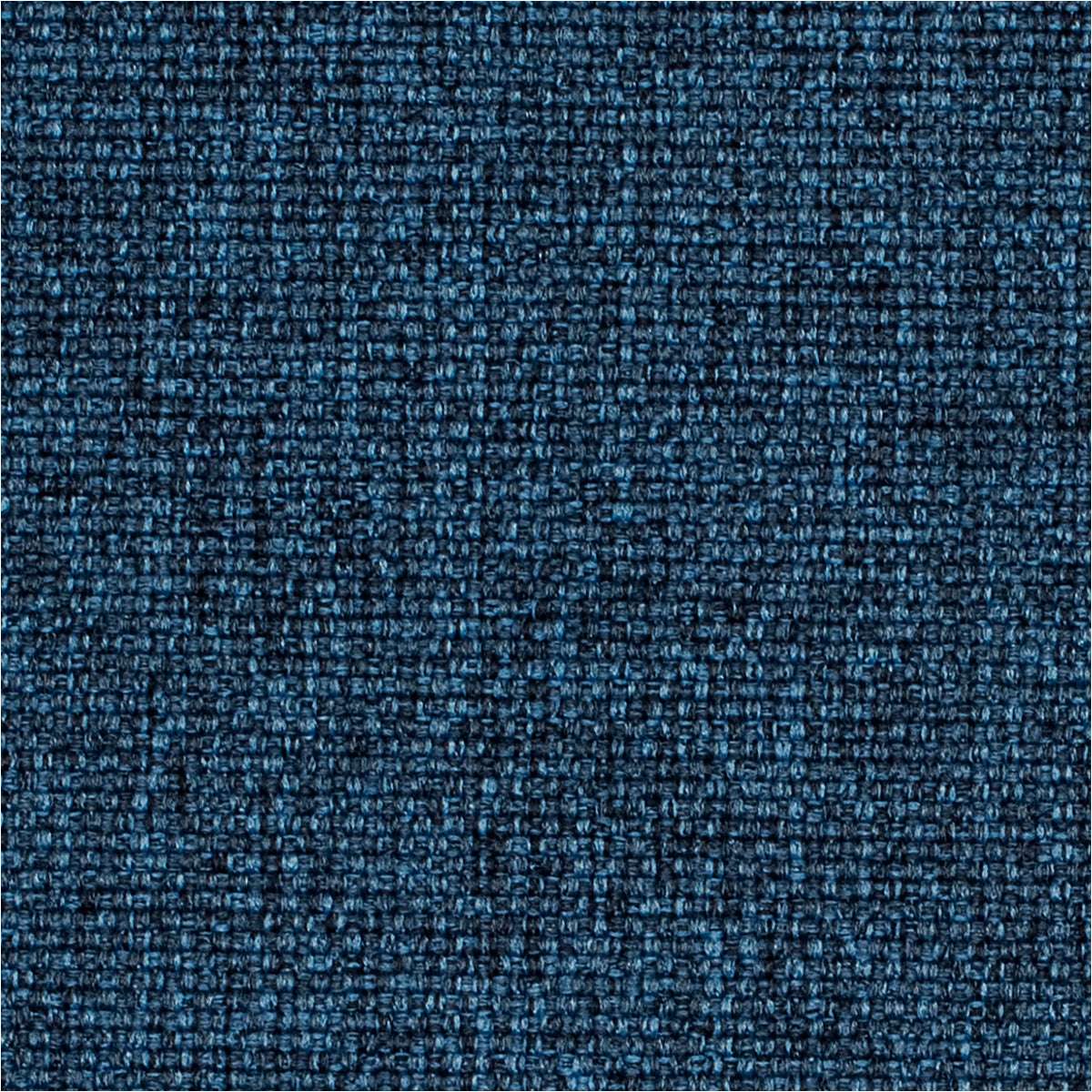 Round Medley Pouf in denim blue fabric with linen stitches, soft and multifunctional seat or footstool.