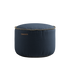 Dark blue Cura Pouf made of recycled polyester with hand-sewn stitches, round and soft pouf seat.