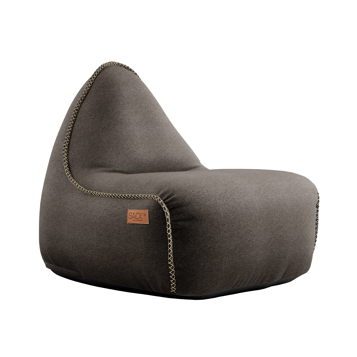 Canvas Lounge Chair in brown canvas fabric with backrest and durable hand-sewn stitches