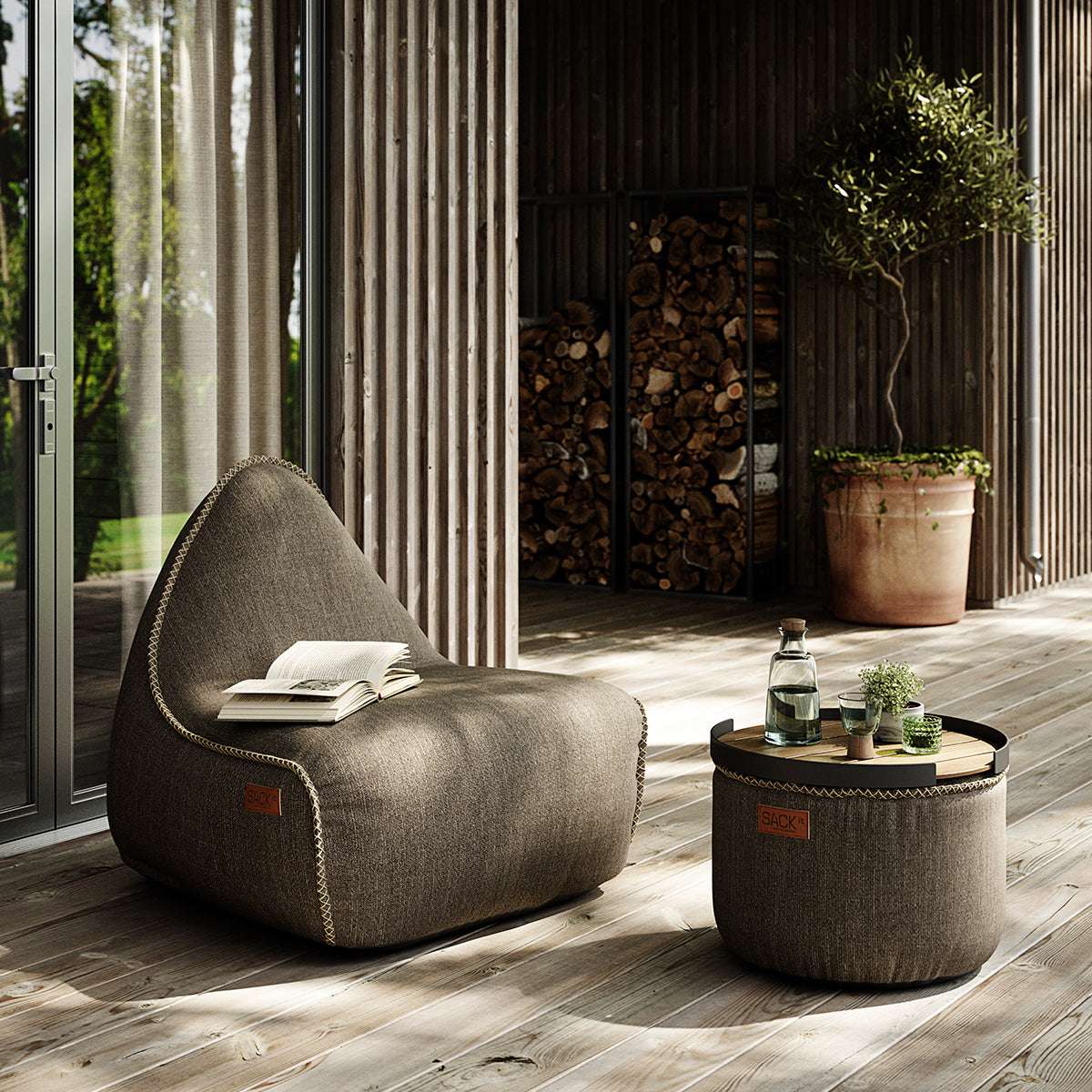 Cobana Lounge Chair in Cobana Grey with backrest, durable and water repellent fabric.