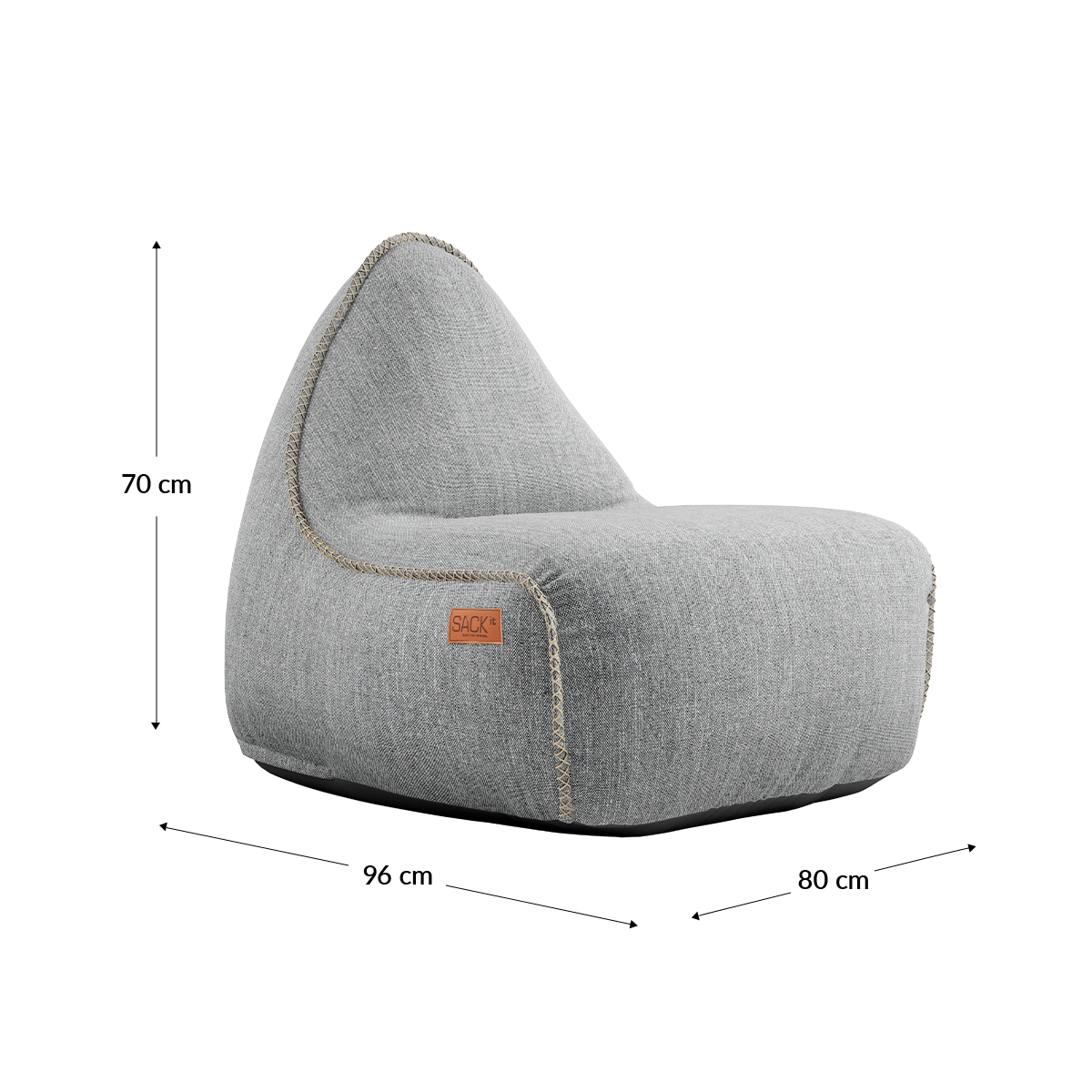 Cobana Lounge Chair in Cobana Grey with backrest, soft fabric, and rounded shape.
