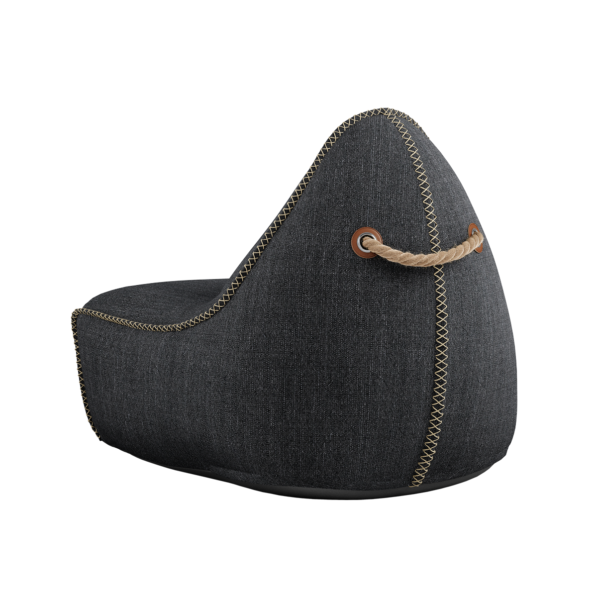Cobana Lounge Chair in Cobana Grey with backrest, durable water-repellent fabric, and soft rounded shape.