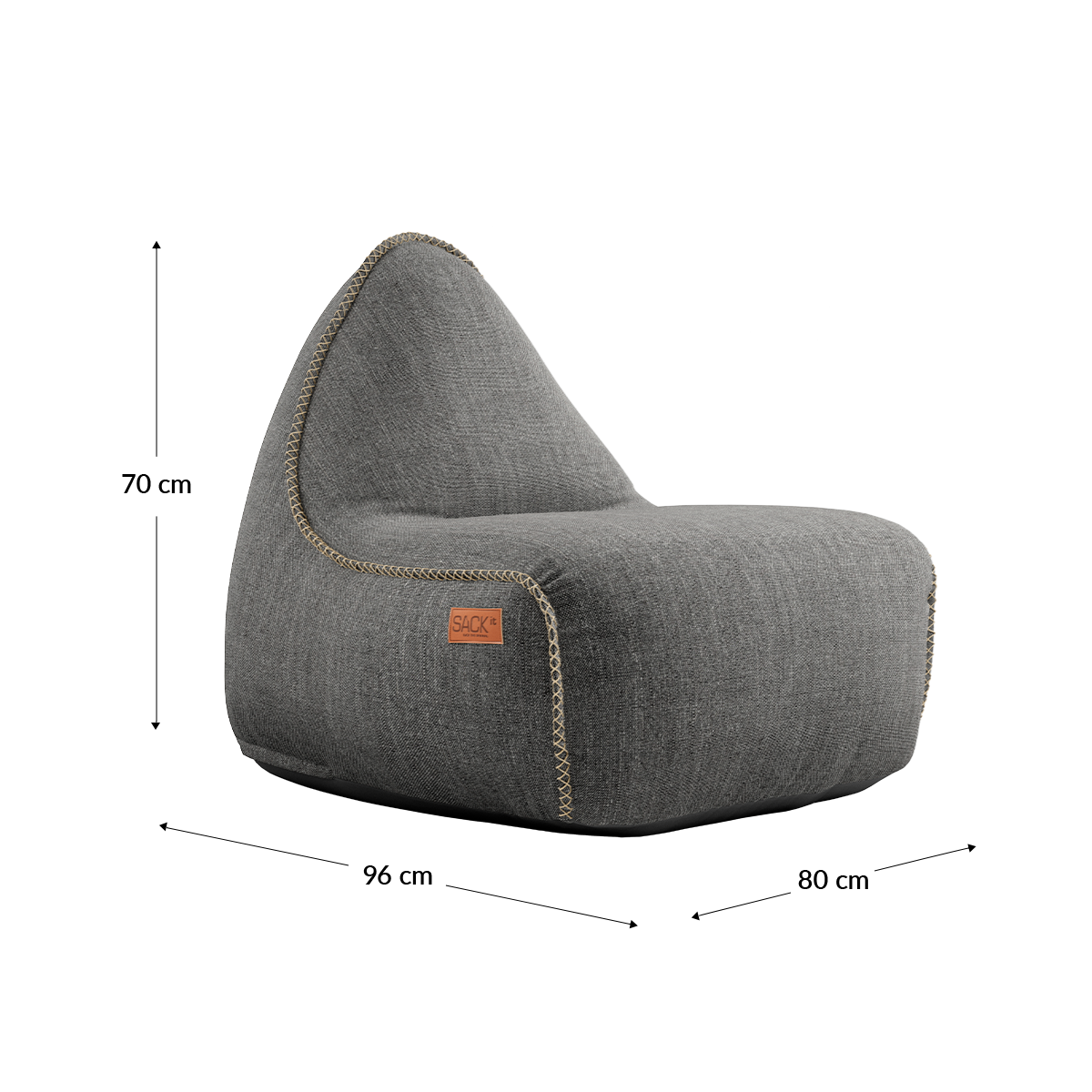 Cobana Lounge Chair in grey with backrest, durable water-repellent fabric, indoor and outdoor use.