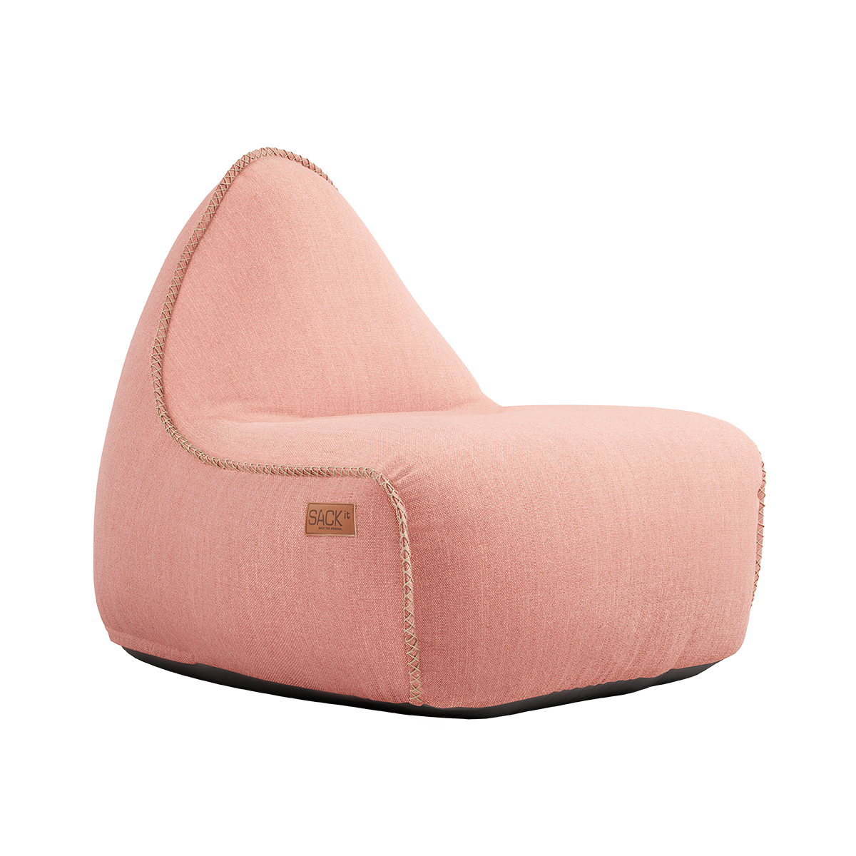 Cobana Lounge Chair in soft rose color with rounded shape and cushioned backrest.