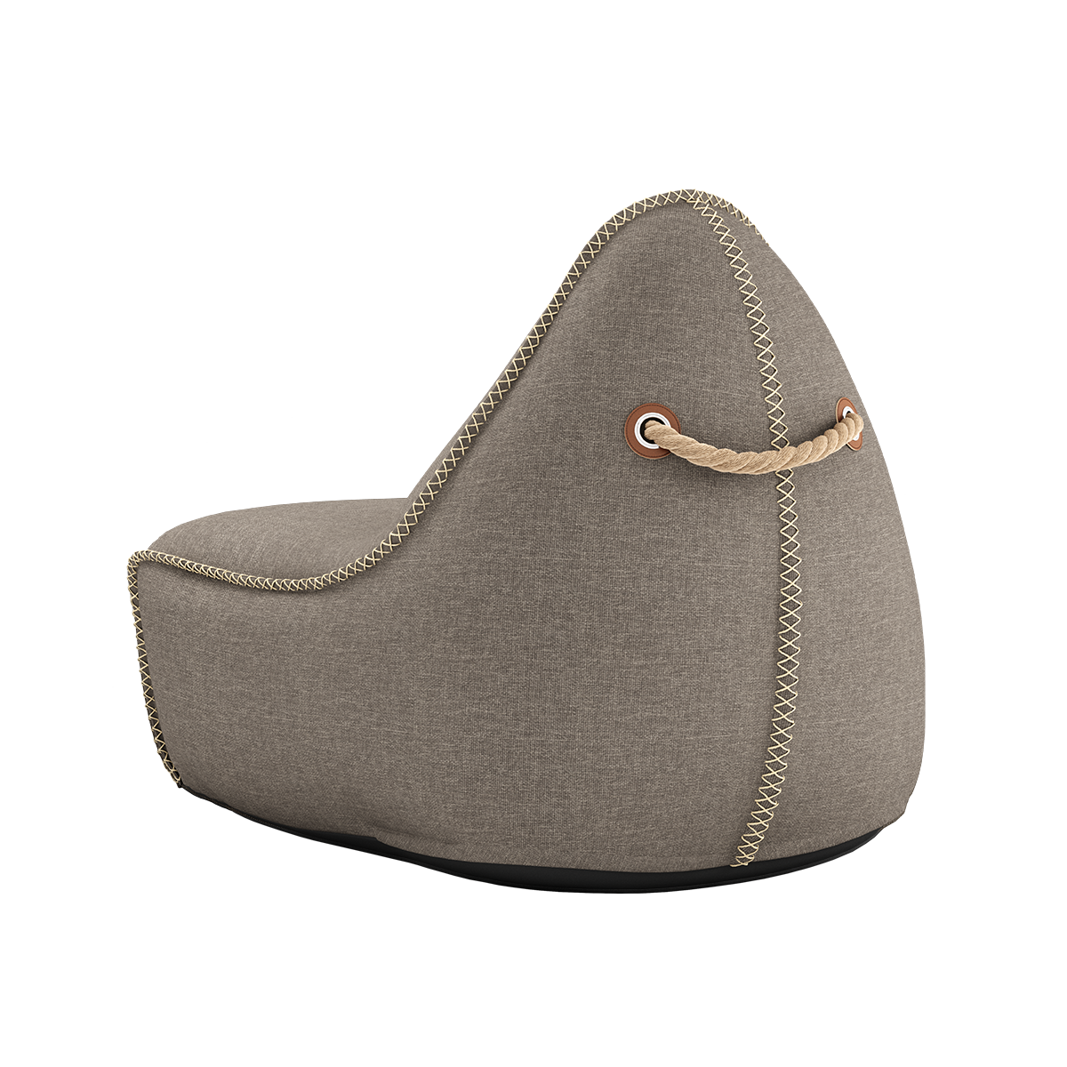 Cobana Lounge Chair in Cobana Grey with backrest and hand-sewn stitches, designed for indoor and outdoor use.